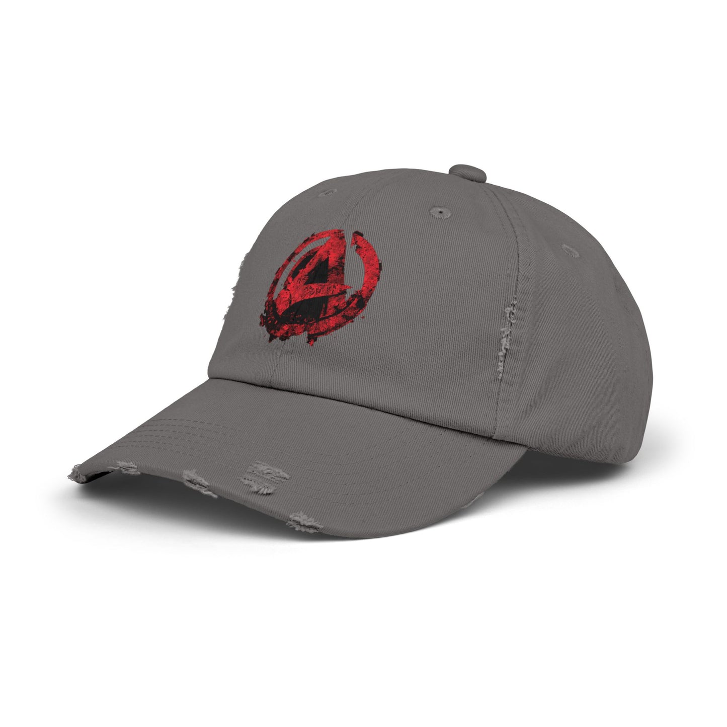 Urban Symbols | Unisex cotton twill cap with "A" featuring a bold red-and-black circular emblem