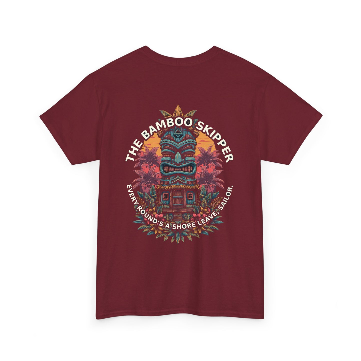 Tiki Tees | The Bamboo Skipper | T-Shirt with Tropical Design, Beach Vibes, Casual Summer Wear, Vacation Essentials, Perfect for Gifts
