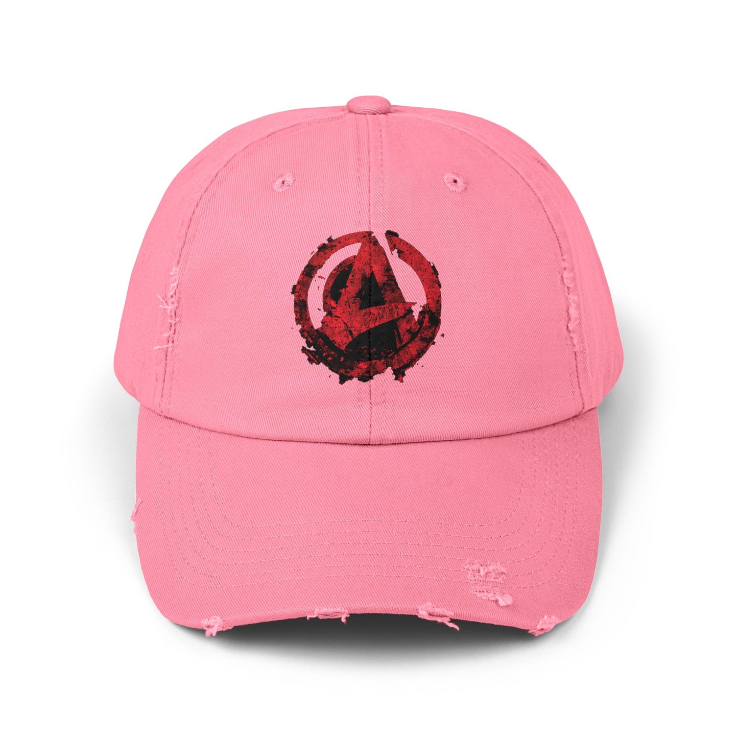 Urban Symbols | Unisex cotton twill cap with "A" featuring a bold red-and-black circular emblem