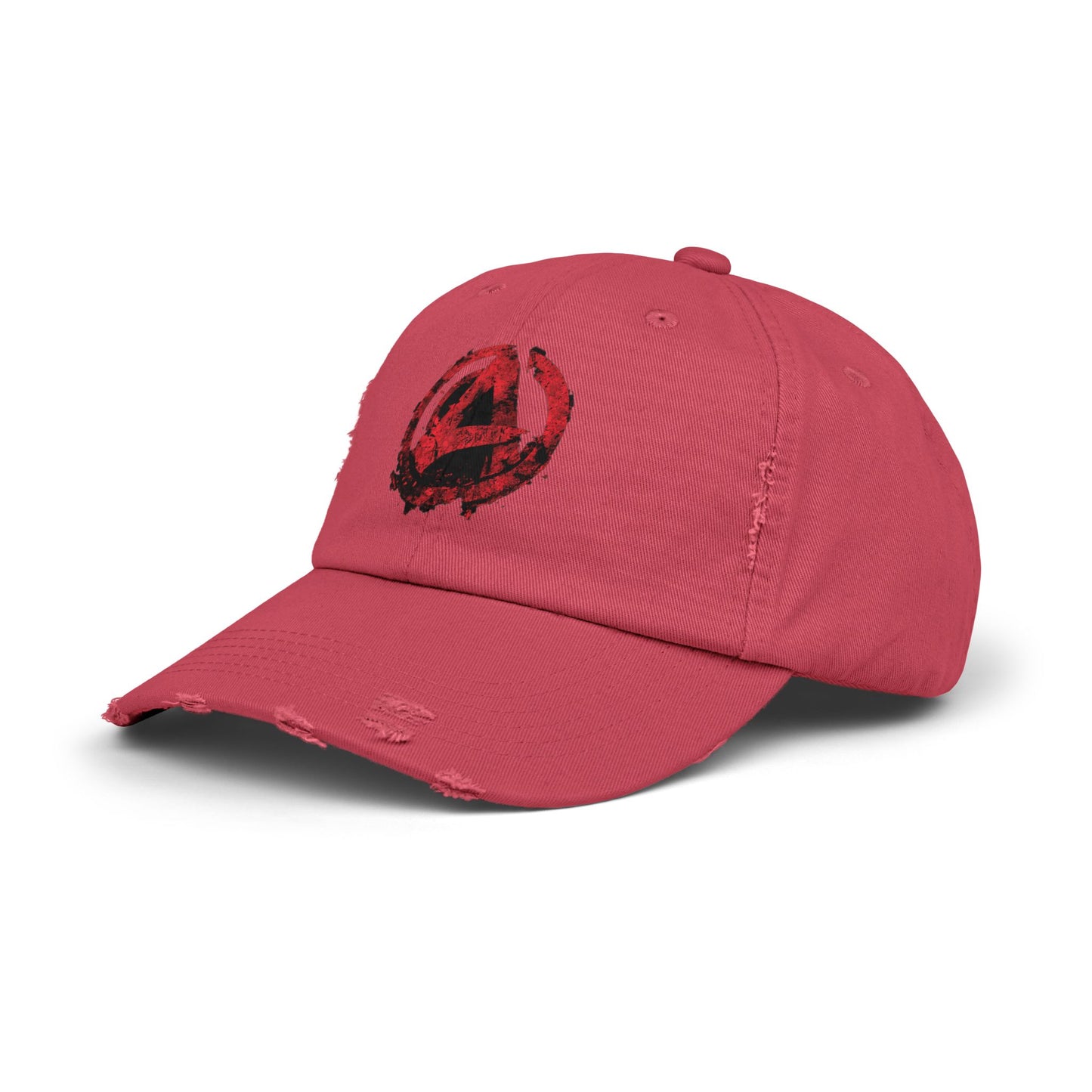 Urban Symbols | Unisex cotton twill cap with "A" featuring a bold red-and-black circular emblem