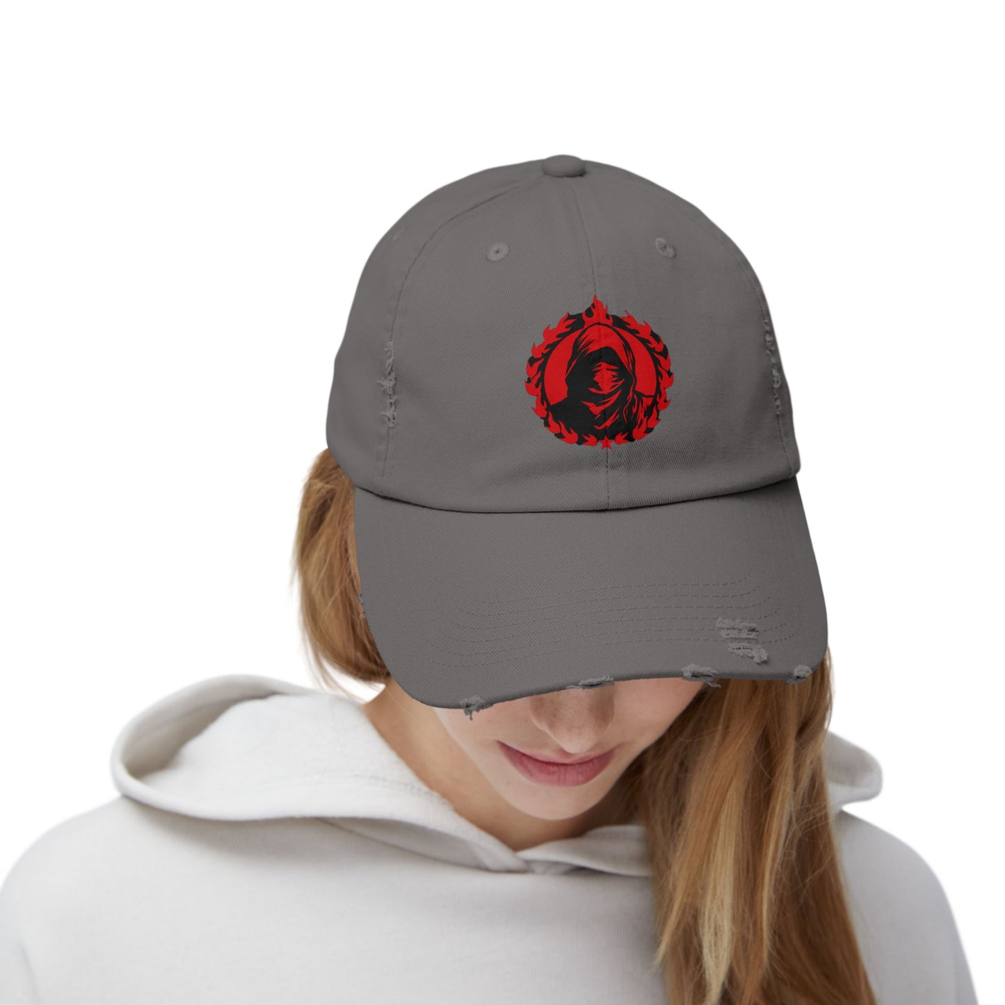 Urban Symbols | Unisex cotton twill cap with masked And hooded red red emblem