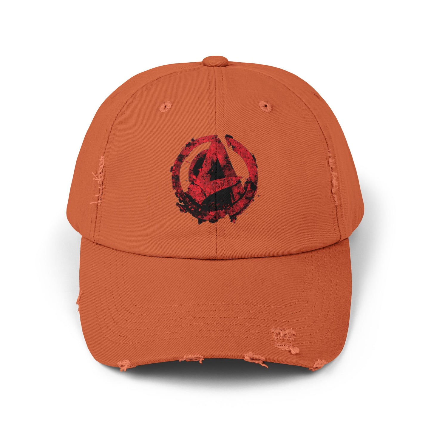Urban Symbols | Unisex cotton twill cap with "A" featuring a bold red-and-black circular emblem