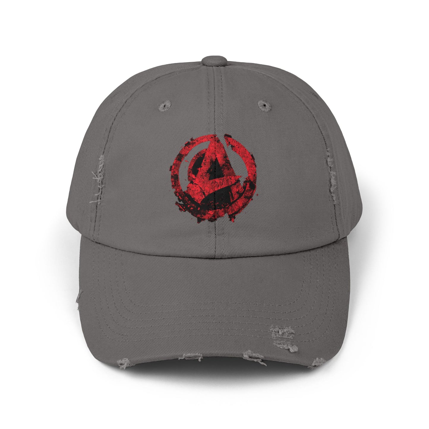 Urban Symbols | Unisex cotton twill cap with "A" featuring a bold red-and-black circular emblem