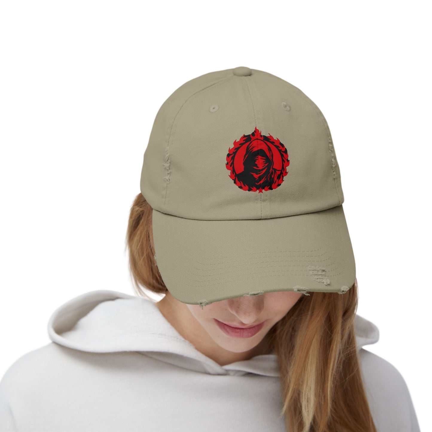 Urban Symbols | Unisex cotton twill cap with masked And hooded red red emblem