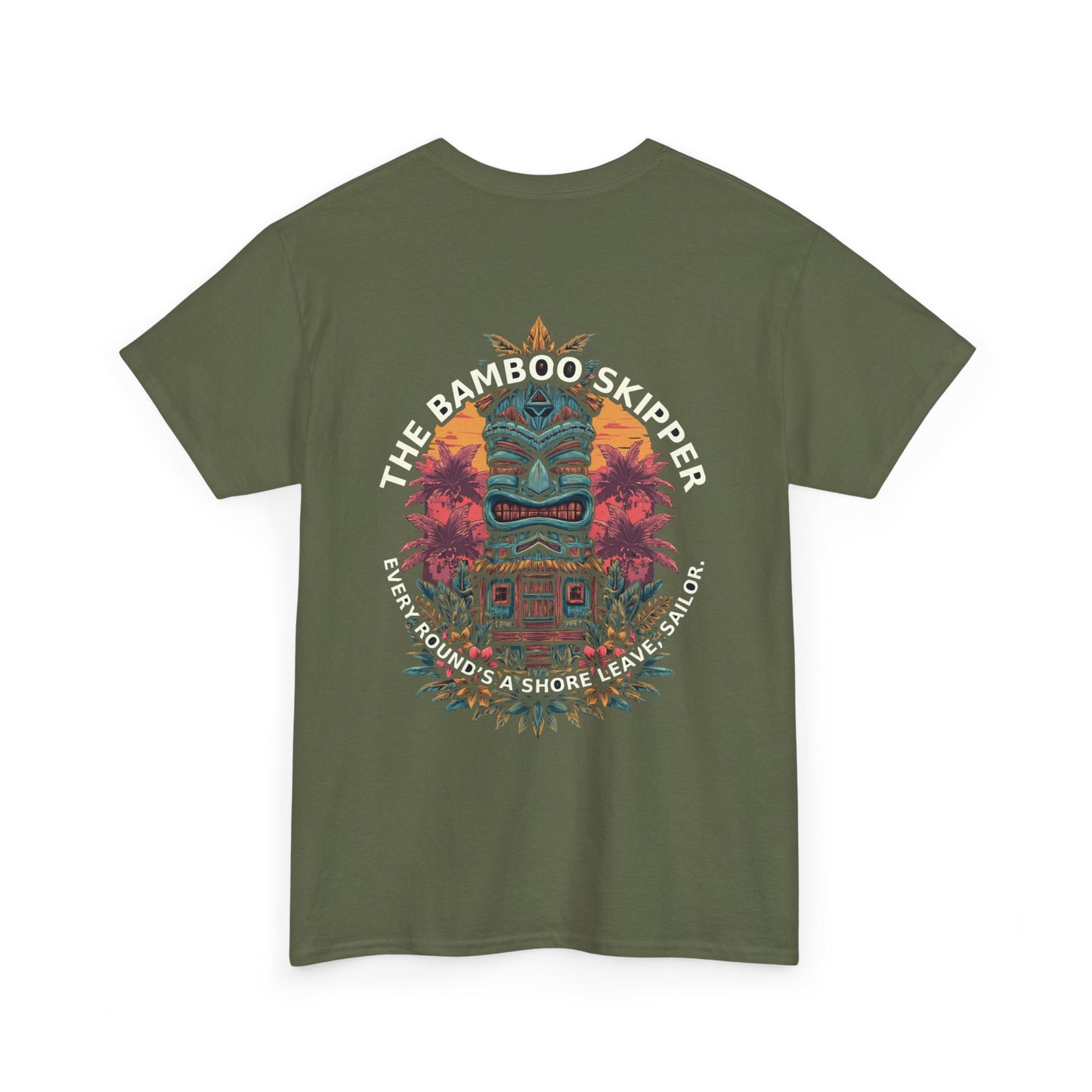 Tiki Tees | The Bamboo Skipper | T-Shirt with Tropical Design, Beach Vibes, Casual Summer Wear, Vacation Essentials, Perfect for Gifts