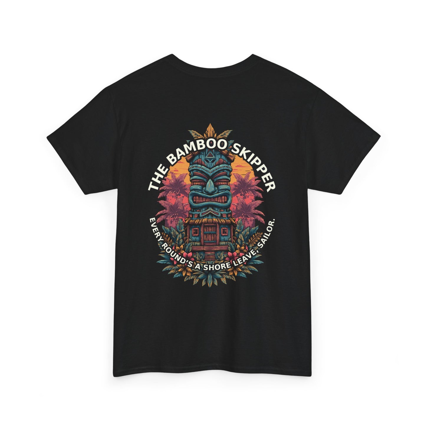 Tiki Tees | The Bamboo Skipper | T-Shirt with Tropical Design, Beach Vibes, Casual Summer Wear, Vacation Essentials, Perfect for Gifts